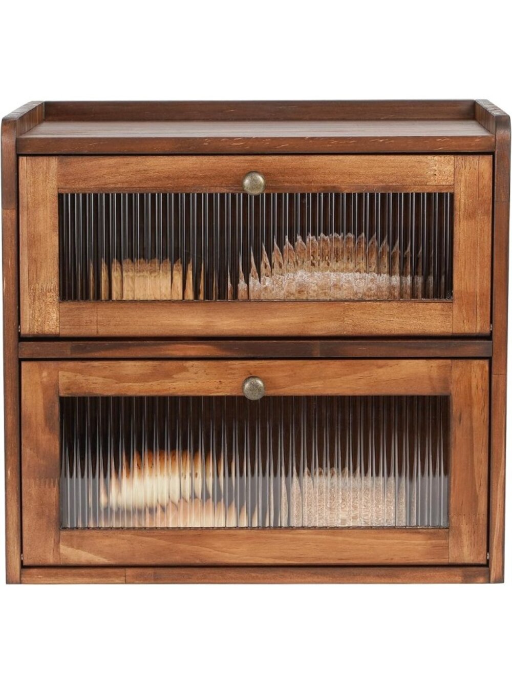 Vintage Wooden Bread Box - Large Double Layer Storage Container for Fresh Bread